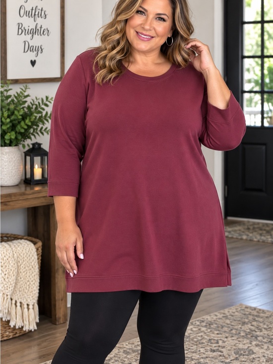 d&co Tops - D&Co Everyday Sweatshirt Tunic Top in Burgundy